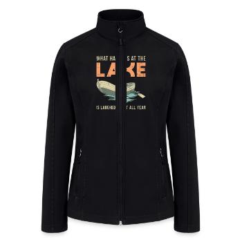 What Happens At The Lake Boat Sailing Boating - Women’s Soft Shell Jacket - black - Front
