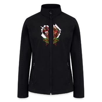 Dachshund Torn Christmas Pajamas Premium - Women’s Soft Shell Jacket - black - Front