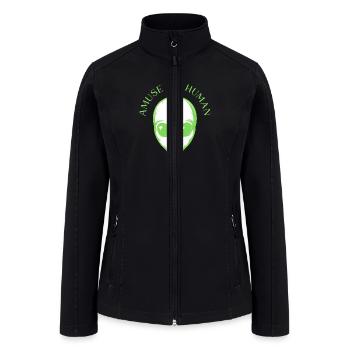 Amuse Me Human (with Space Alien Face) - Women’s Soft Shell Jacket - black - Front