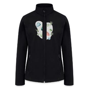 Rocks On Sandy Beach Landscape - Women’s Soft Shell Jacket - black - Front