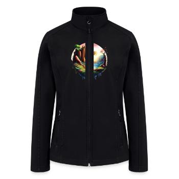 Fantasy Landscape Circle With Drips - Women’s Soft Shell Jacket - black - Front