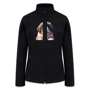 Rainbow Ombre Saint Bernard Puppy - Women’s Soft Shell Jacket - black - Front