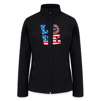 LOVE Sunflower American USA Flag 4rth of July Gift - Women’s Soft Shell Jacket - black - Front