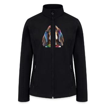 Beautiful Adult Basset Hound with Rainbow Fur - Women’s Soft Shell Jacket - black - Front