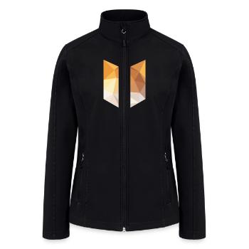 Geometric orange cat face - Women’s Soft Shell Jacket - black - Front