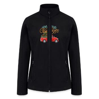 Merry Christmas with Santa Claus Driving A Truck - Women’s Soft Shell Jacket - black - Front