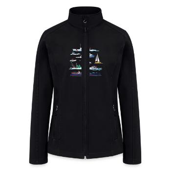Boats and Ships Illustrations - Women’s Soft Shell Jacket - black - Front