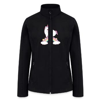 unicorn standing on rainbow - Women’s Soft Shell Jacket - black - Front
