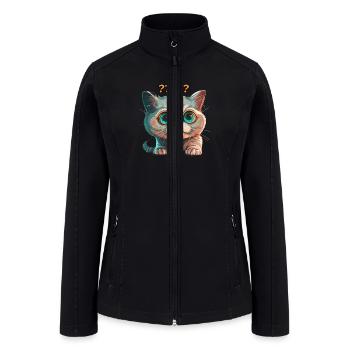 funny cat surprised - Women’s Soft Shell Jacket - black - Front