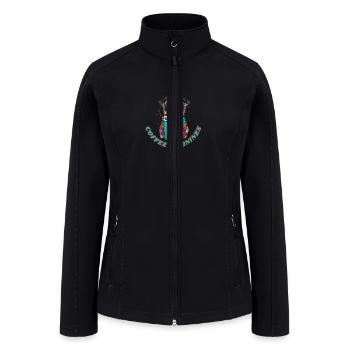 Coffee & Canines T-Shirt - For Dog Loving Coffee - Women’s Soft Shell Jacket - black - Front