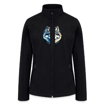 A fierce wolf howling at the moon - Women’s Soft Shell Jacket - black - Front