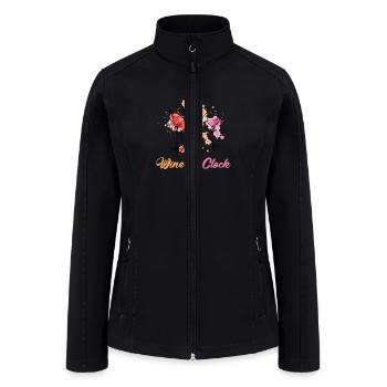 Wine O'Clock - Women’s Soft Shell Jacket - black - Front
