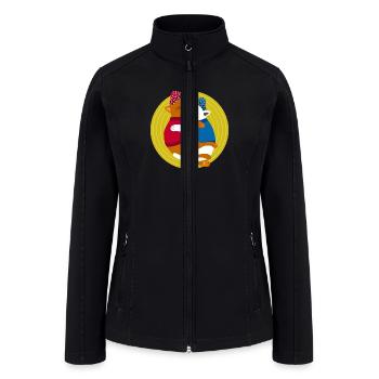 Cute Comfy Cuddle Cats in Clothes on Mat - Women’s Soft Shell Jacket - black - Front