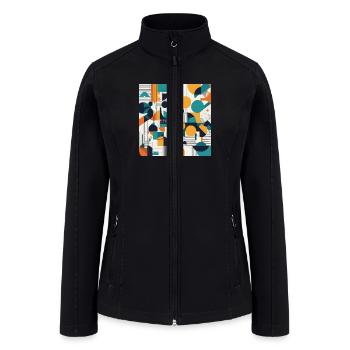 Minimalist Geometric Design with Depth Illusion - Women’s Soft Shell Jacket - black - Front