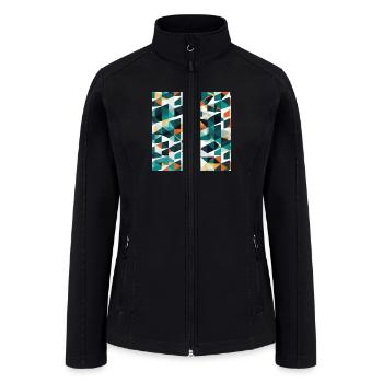 Minimalist Geometric Design with Depth Illusion - Women’s Soft Shell Jacket - black - Front