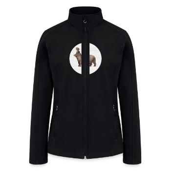 Hippopotamus Watercolor Drawing - Women’s Soft Shell Jacket - black - Front