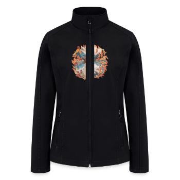 Woman Sitting In Autumn Landscape - Women’s Soft Shell Jacket - black - Front