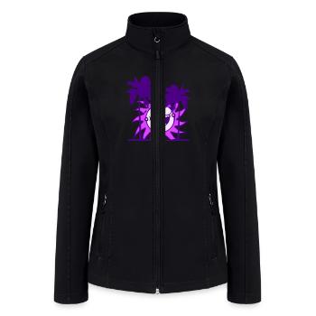 Horse Riding Lines Rider Sun Palm Trees Silhouette - Women’s Soft Shell Jacket - black - Front