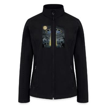 funny zombie apocalypse ufo abduction t-shirt - Women’s Soft Shell Jacket - black - Front