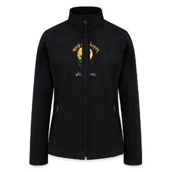 Wolf Spirit Animal Howl Under Moonlight T-Shirt - Women’s Soft Shell Jacket - black - Front