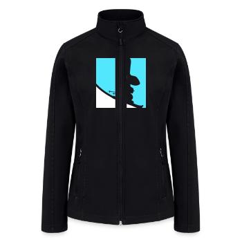 Bunny Ski Rabbit Skiing Winter Snow Love Fun Cool - Women’s Soft Shell Jacket - black - Front