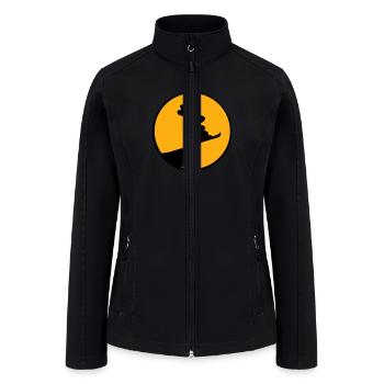 Bunny Moon Ski Rabbit Jump Cliff Skiing Night Fun - Women’s Soft Shell Jacket - black - Front