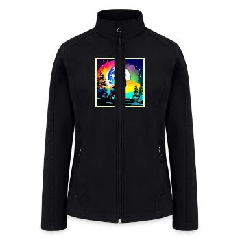 Rainbow Lunar Wolf Howl Art - Women’s Soft Shell Jacket - black - Front