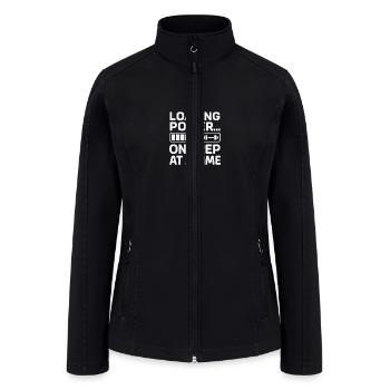 loading power funny gym quote with white text - Women’s Soft Shell Jacket - black - Front