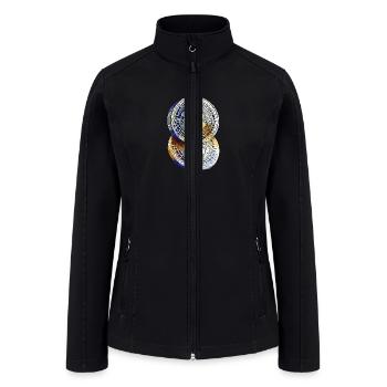 Bitcoin Coins Stacked on Top of Each Other - Women’s Soft Shell Jacket - black - Front