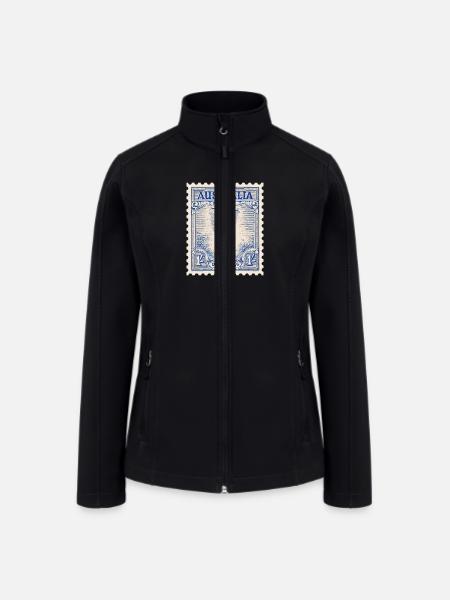 Lyre Bird Postage Stamp - Women’s Soft Shell Jacket - black