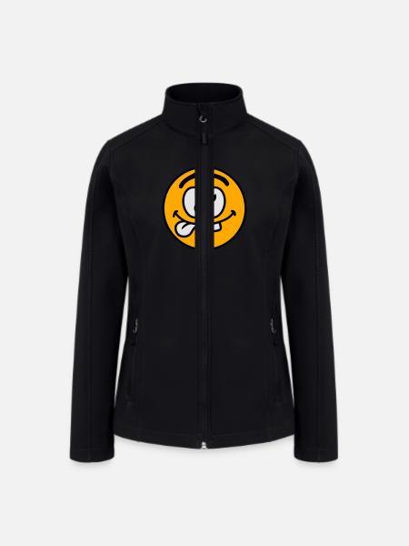 Crazy Smiley Face Design - Women’s Soft Shell Jacket - black