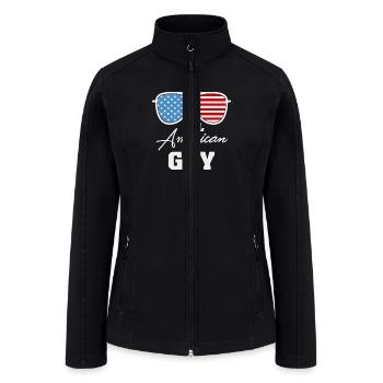 American Guy Sunglass USA Flag 4th of July Gifts - Women’s Soft Shell Jacket - black - Front