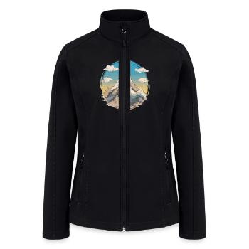 Mountain Landscape Retro Dots - Women’s Soft Shell Jacket - black - Front
