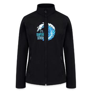 It's Surfing Season Surfboard Surfer Summer - Women’s Soft Shell Jacket - black - Front
