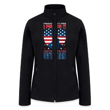 United States US Veteran Dad Grandpa Gift Ideas - Women’s Soft Shell Jacket - black - Front