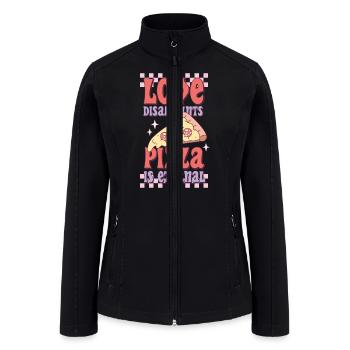 Funny Love Disappoints Pizza Is Eternal Valentines - Women’s Soft Shell Jacket - black - Front