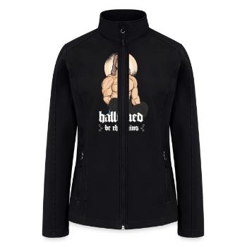 Hallowed Be Thy Gains Weightlifting Cartoon - Women’s Soft Shell Jacket - black - Front