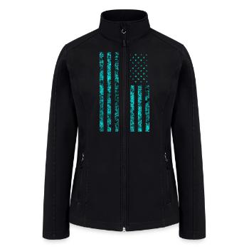 Cyan usa flag - Women’s Soft Shell Jacket - black - Front