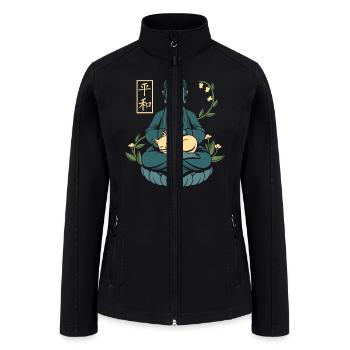 Cat Meditation Buddhism Buddha - Women’s Soft Shell Jacket - black - Front