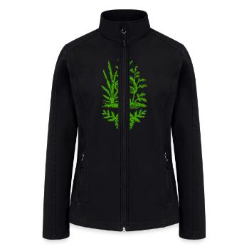 Mushroom and Pine Cone Design Green - Women’s Soft Shell Jacket - black - Front