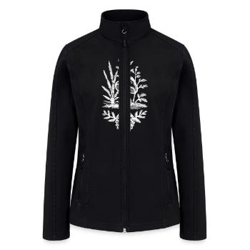 Mushroom and Pine Cone Design White - Women’s Soft Shell Jacket - black - Front