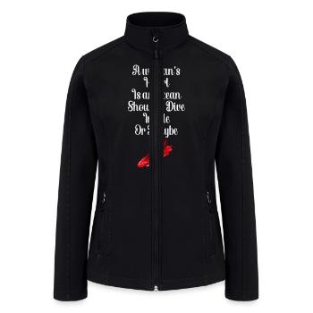 Contemplating Depths: A Woman's Heart, To Dive or - Women’s Soft Shell Jacket - black - Front