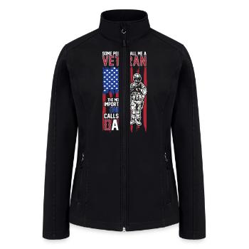 USA Flag US Veteran Dad Grandpa Gift Ideas - Women’s Soft Shell Jacket - black - Front