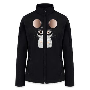 cute white mouse with mouse ears mask - Women’s Soft Shell Jacket - black - Front