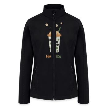 Bubble Tea Design with text - Women’s Soft Shell Jacket - black - Front