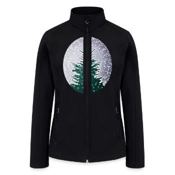 lighted Christmas tree in the snow - Women’s Soft Shell Jacket - black - Front