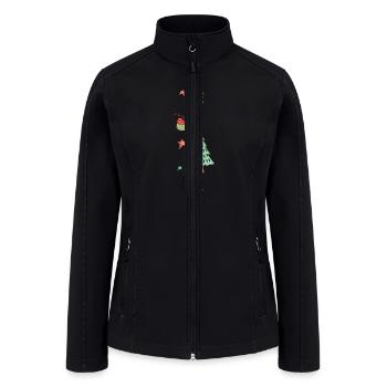 Pine Trees With Hot Cocoa Merry Xmas - Women’s Soft Shell Jacket - black - Front