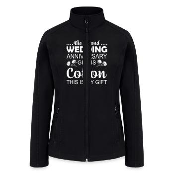 2nd Wedding Anniversary Gift Is Cotton - Women’s Soft Shell Jacket - black - Front