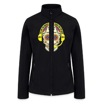 Sugar Skull With 911 Dispatcher Head Phone Set - Women’s Soft Shell Jacket - black - Front