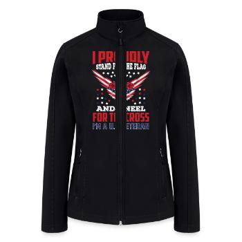 I'm A US Veteran Dad Grandpa Gift Ideas - Women’s Soft Shell Jacket - black - Front